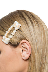 Clame cu Perle Auriu Large Dreptunghiular